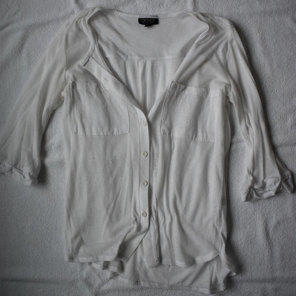 Topshop white cotton button up - Picture 3 of 8